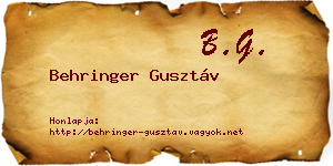 Behringer Gusztáv névjegykártya